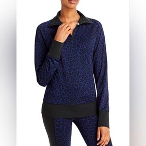 AQUA Cheetah Jacquard Quarter Zip Sweatshirt New Extra Small